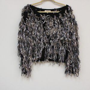 Luzabelle Textured Sweater with Fringe black Women Size TU